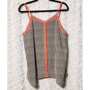 THML Womens Tank‎ Size XL Asymetric Hem Coral Black Ivory Chain Sexy Clubwear